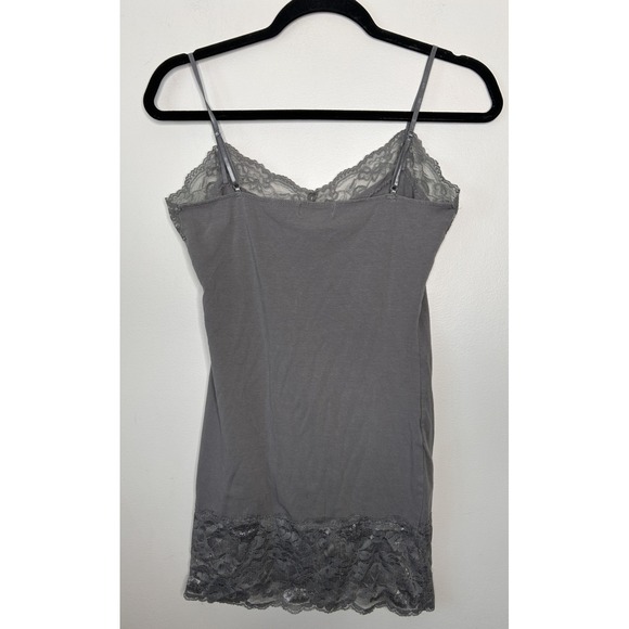 Wet Seal Y2K Cami Tank Top Gray Floral Lace Camisole Fairy Grunge Coquette Large - Picture 5 of 7